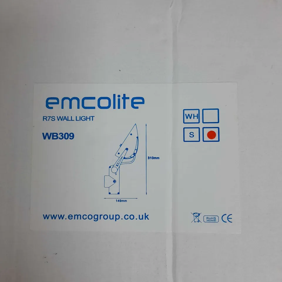 CAGE OF APPROXIMATELY 35 EMCOLITE R7S WALL LIGHTS IN SILVER WB309 - COLLECTION ONLY