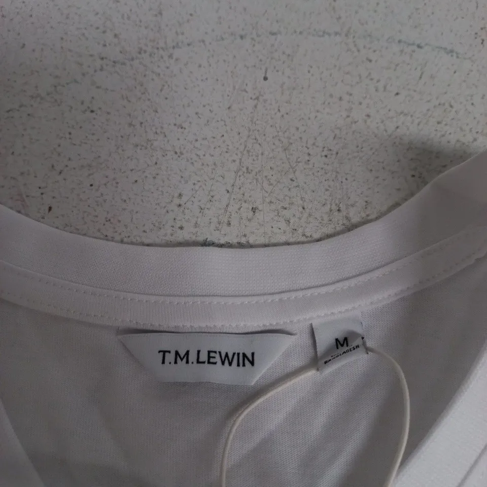 TM LEWIN ORGANIC COTTON V-NECK T-SHIRT – WHITE, UK M