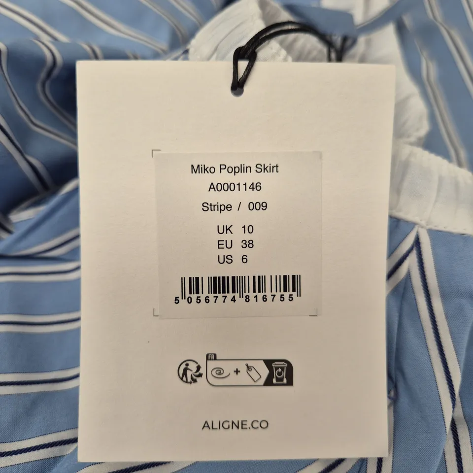 Aligne Miko Poplin Skirt – Blue Stripe, UK 10