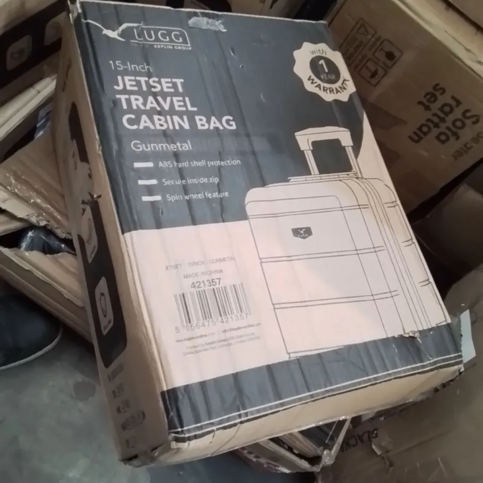 BOXED LUGG 15INCH JETSET TRAVEL CABIN BAG GUNMETAL 
