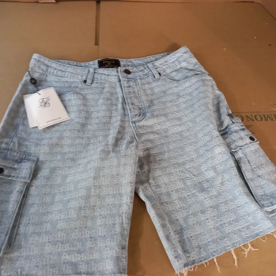 SIK SILK JACQUARD DENIM CARGO SHORTS - M