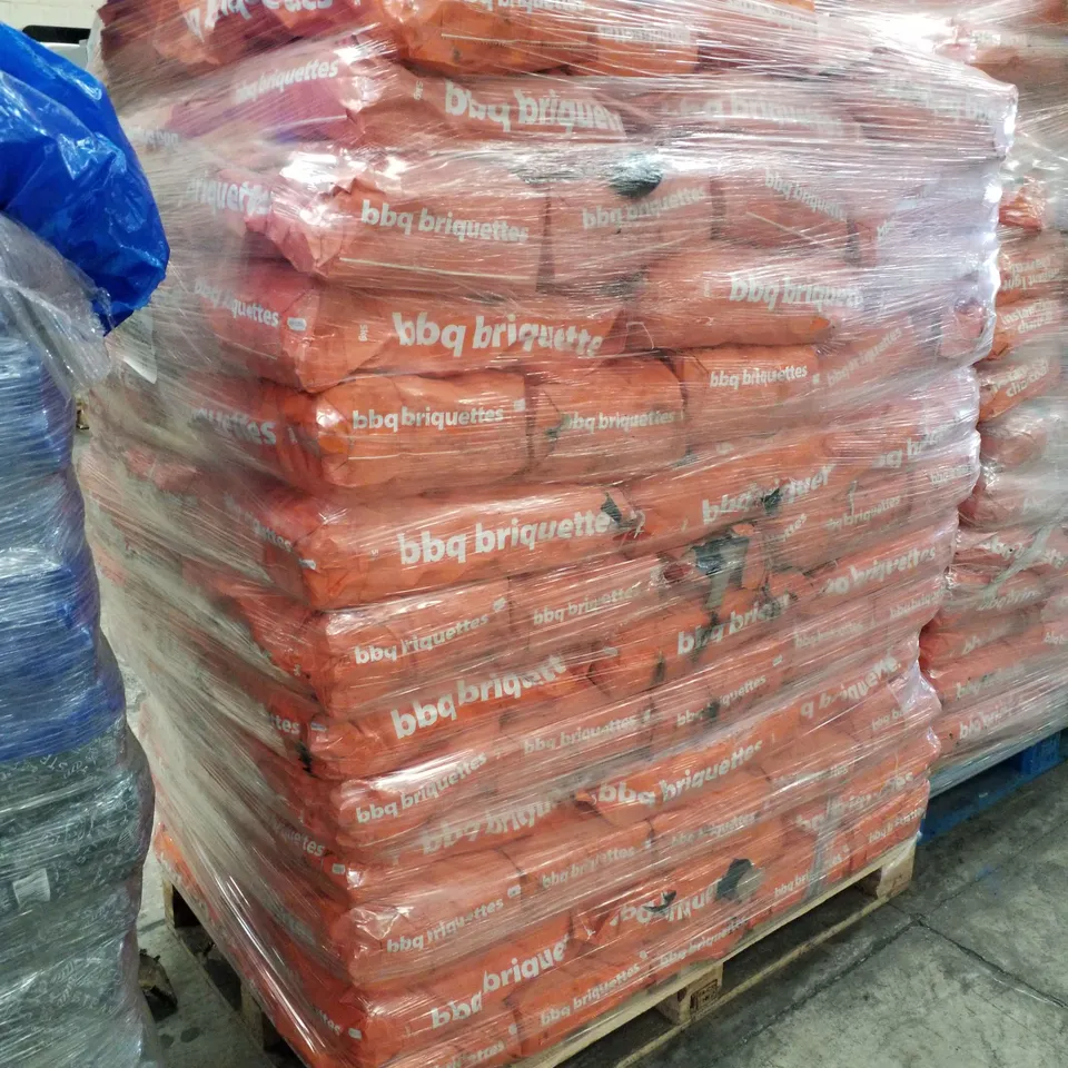 PALLET CONTAINING APPROXIMATELY 120 BAGS OF BBQ BRIQUETTES 