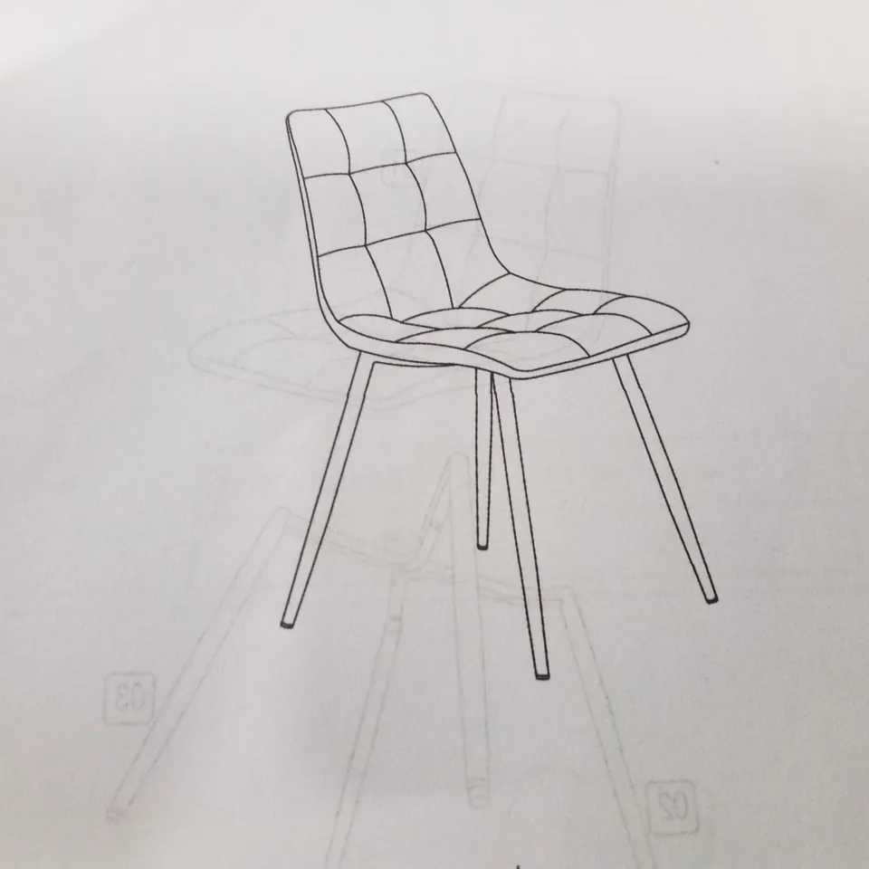 BOXED PAIR OF DESIGNER GREY PU LEATHER DINING CHAIRS 