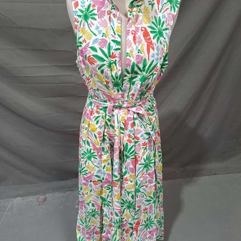 BODEN SLEEVELESS TIE WAIST DRESS IN MULTI SIZE 14R