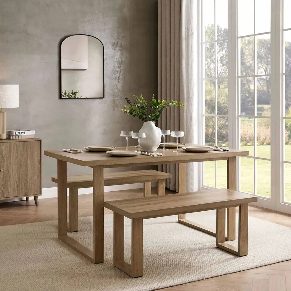 BOXED DUSK HARPER 4-6 SEATER DINING TABLE - LIGHT WOOD (1 BOX)