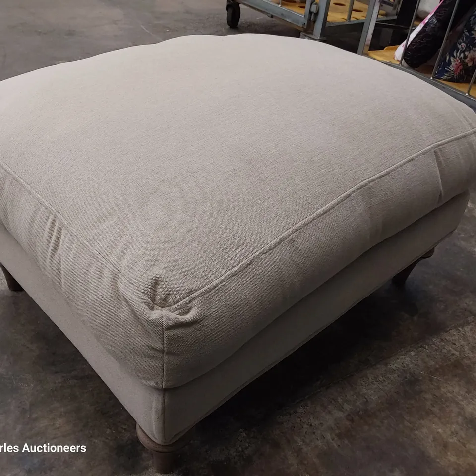 QUALITY BRITISH DESIGNER LOUNGE Co. ROSE FOOTSTOOL NATURAL FABRIC 
