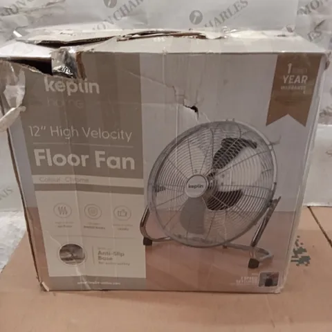 BOXED KEPLIN 12" FLOOR FAN CHROME