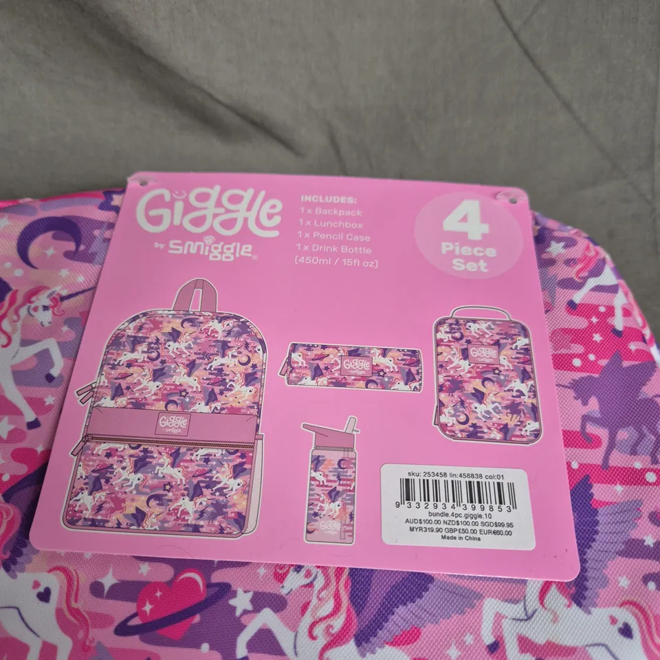 GIGGLE BY SMIGGLE UNICORN BACKPACK 4-PIECE SET – PINK
