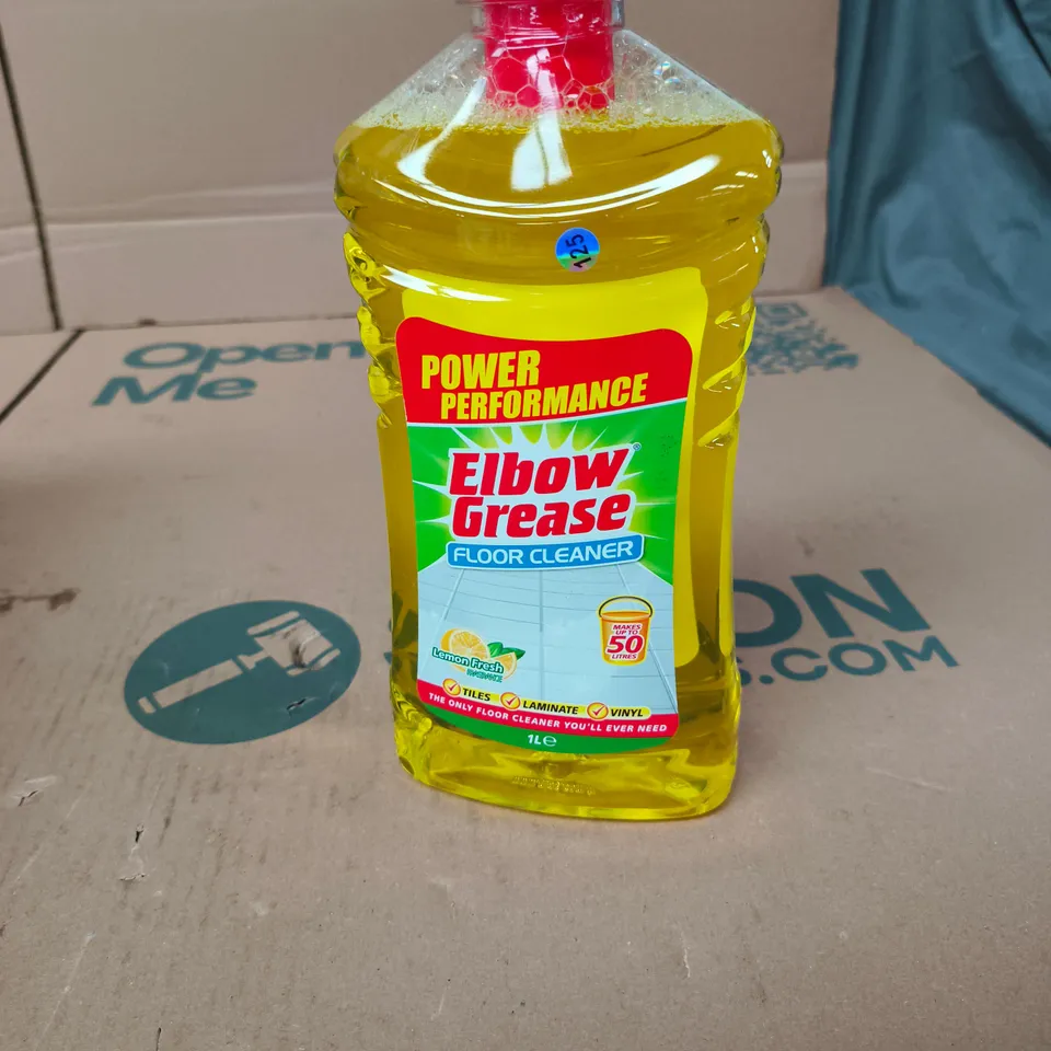 TOTE OF APPROXIMATELY 12 ASSORTED LIQUIDS TO INCLUDE: ELBOW GREASE FLOOR CLEANER
