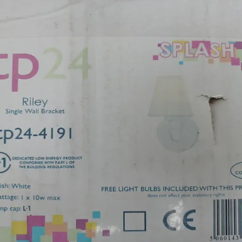 BOXED TP24 RILEY SINGLE WALL LIGHT IN WHITE WITH BROWN SHADE