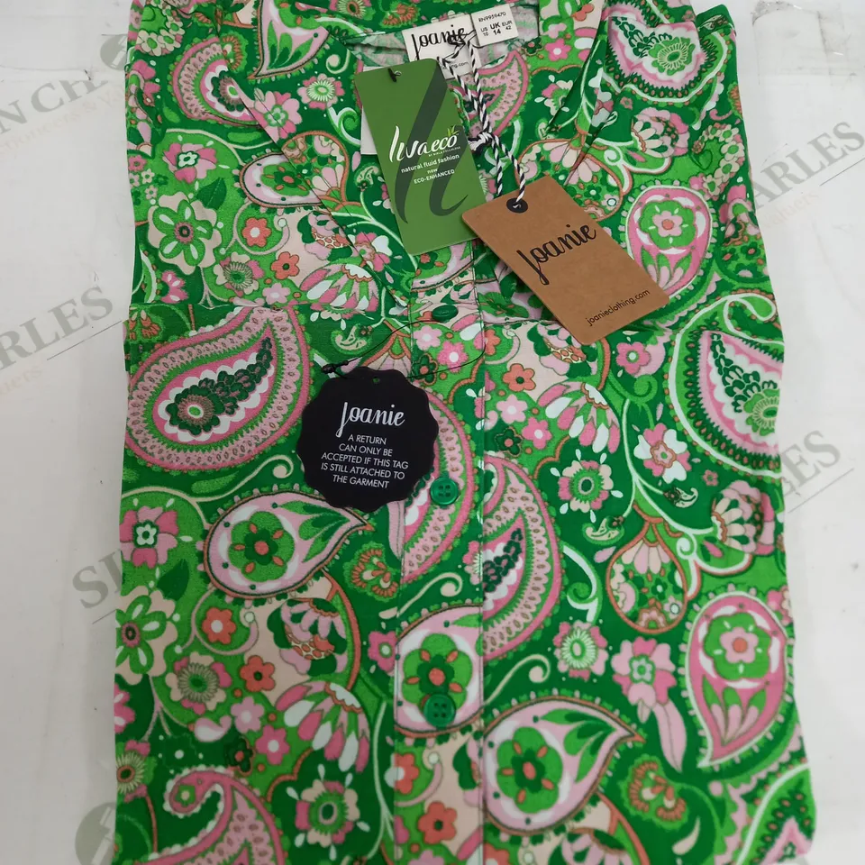 JOANIE VELMA PAISLEY SHIRT IN VIBRANT GREEN - UK 14
