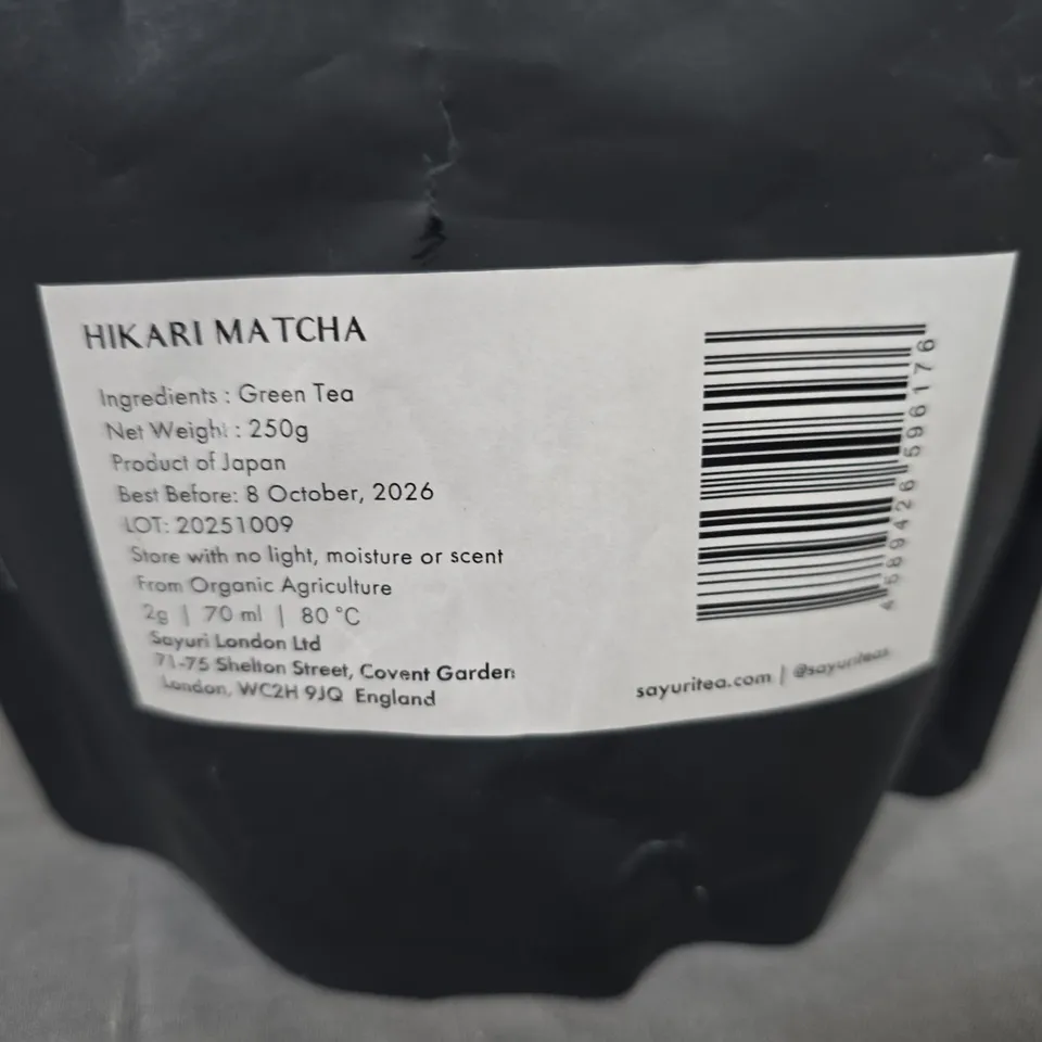 LOT OF 3 SAYURI JAPAN HIKARI MATCHA GREEN TEA - 250G BAGS