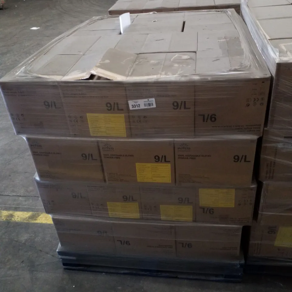 PALLET CONTAINING APPROXIMATELY 560 INTCO VINYL GLOVES 100PK LARGE