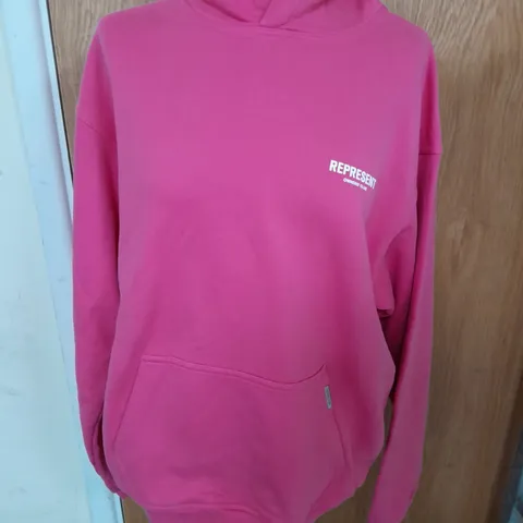 REPRESENT OWNER'S CLUB JERSEY HOODIE IN BUBBLEGUM PINK SIZE S
