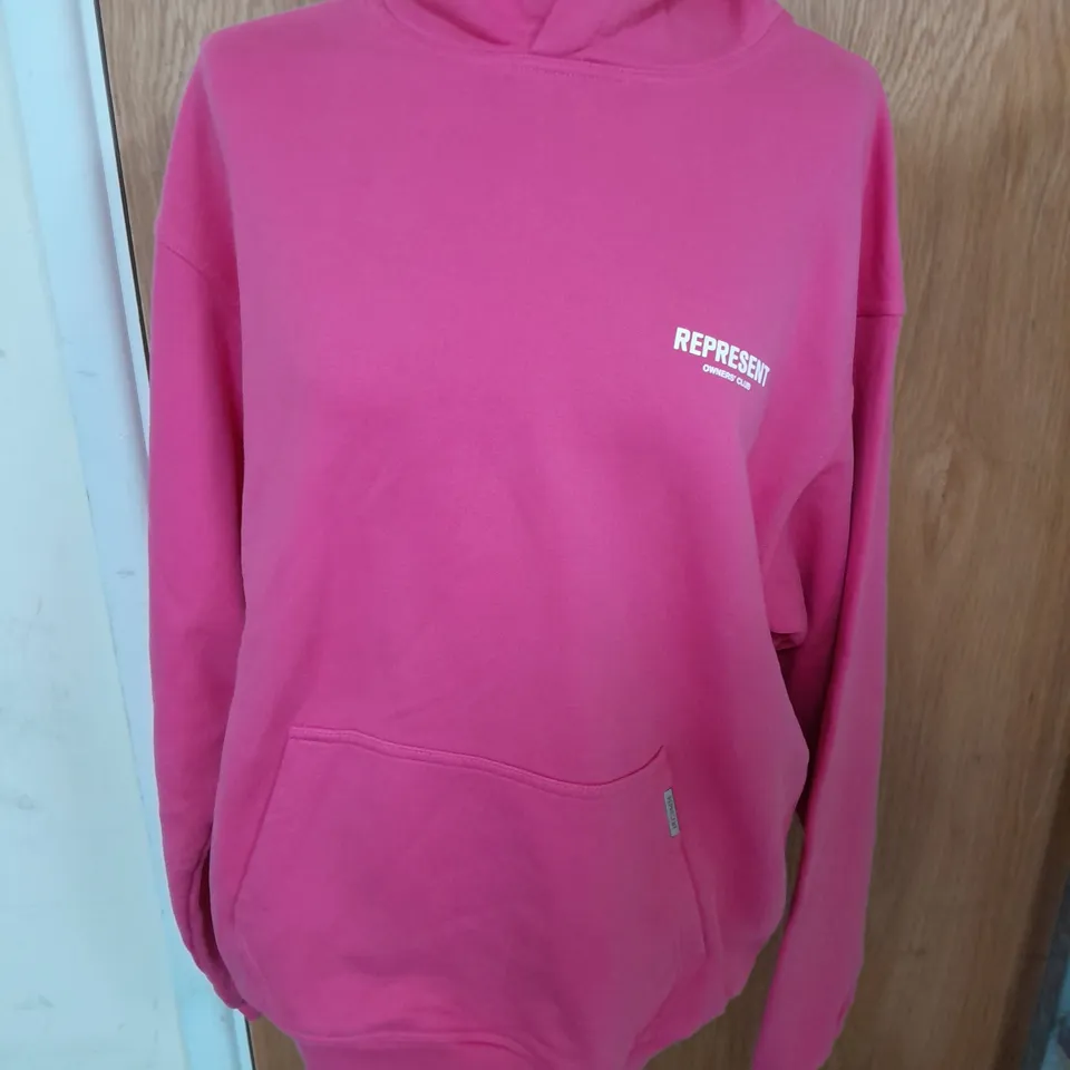 REPRESENT OWNER'S CLUB JERSEY HOODIE IN BUBBLEGUM PINK SIZE S