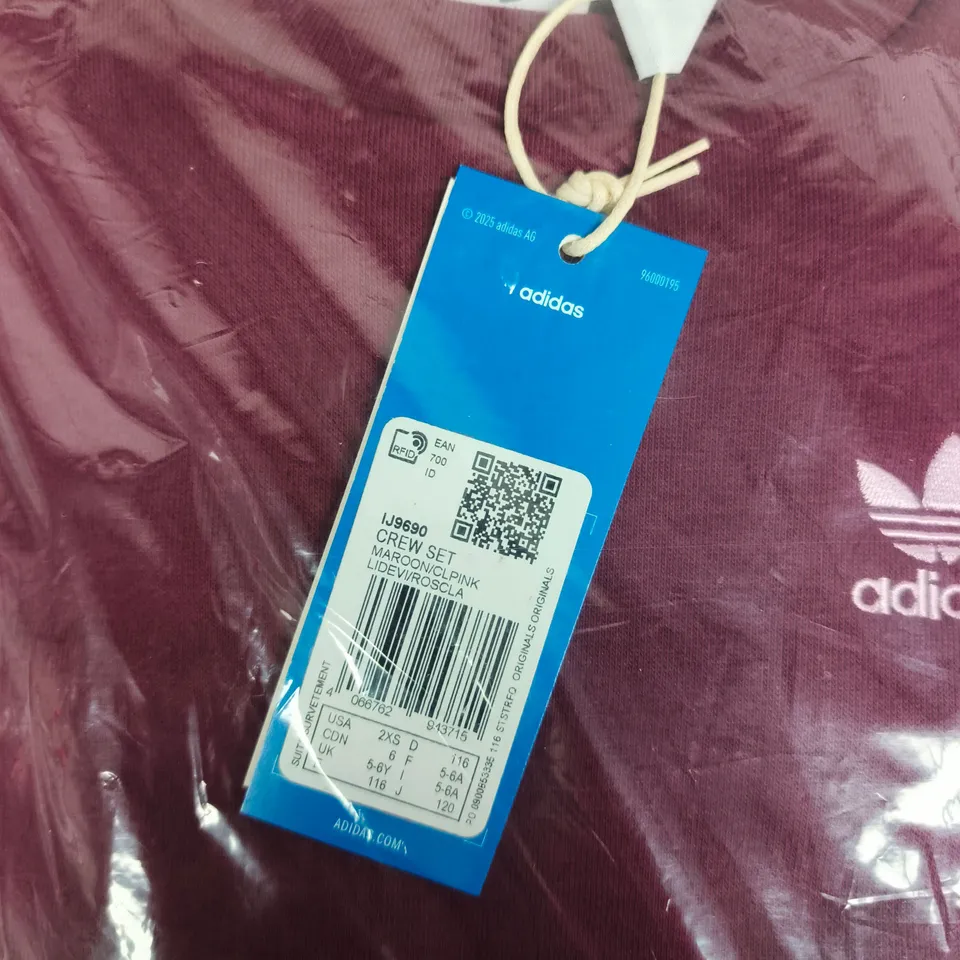ADIDAS ORIGINALS CREWNECK SWEATSHIRT – MAROON (SEALED, TAG ATTACHED) 5-6yrs