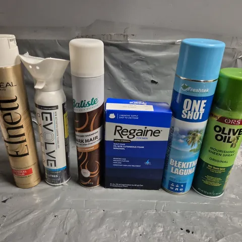APPROXIMATELY 10 ASSORTED AEROSOLS TO INCLUDE OLIVE OIL, REGAINE AND L'OREAL