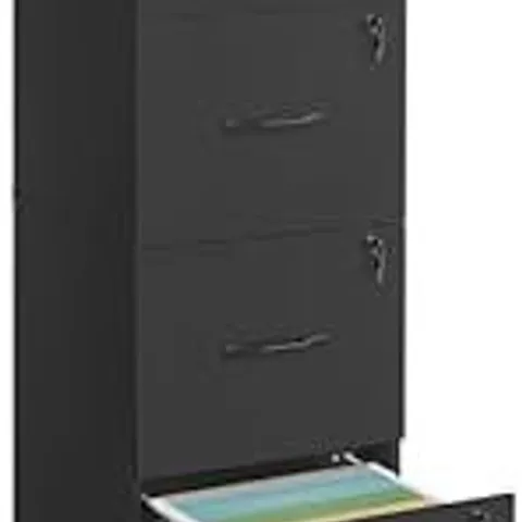 BOXED VASAGLE FILE CABINET, PRINTER STAND, WITH 4 LOCKABLE DRAWERS, ADJUSTABLE HANGING RAILS, FOR A4 AND LETTER-SIZE FILES, INK BLACK (2 BOXES)