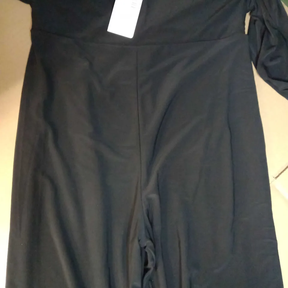 CLUB L BLACK HALTER NECK FLARE JUMPUSUIT - SIZE 12