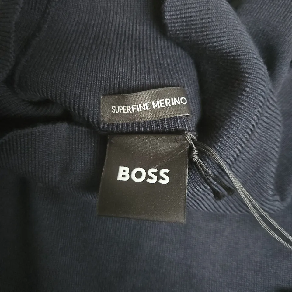 HUGO BOSS SUPERFINE MERINO SLEEVELESS KNIT TOP – NAVY – UK L