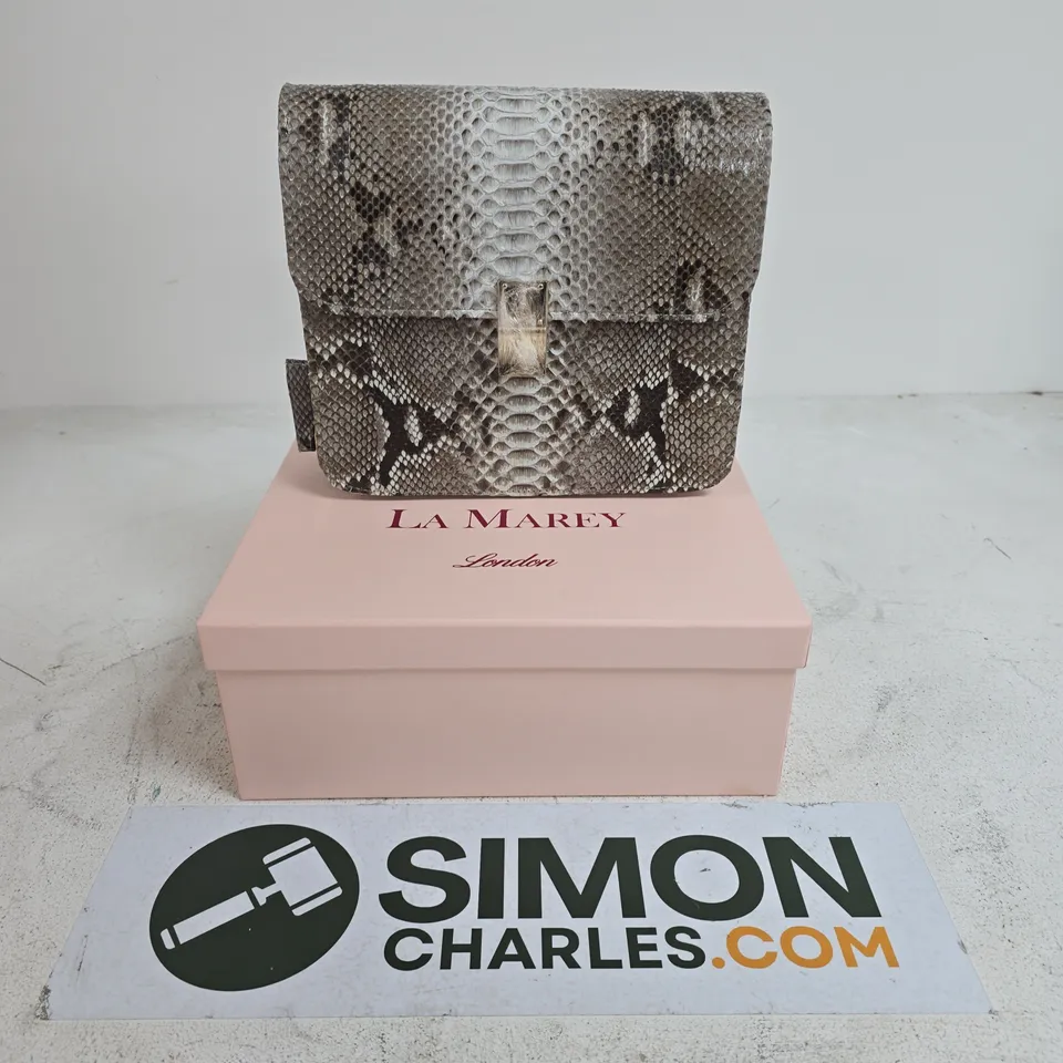 BOXED LA MAREY LONDON SNAKE PRINT HANDBAG