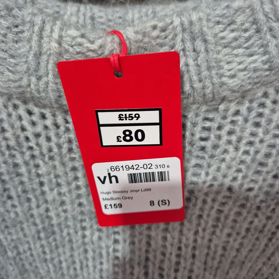 HUGO KNITTED JUMPER – GREY – UK 8 (S)