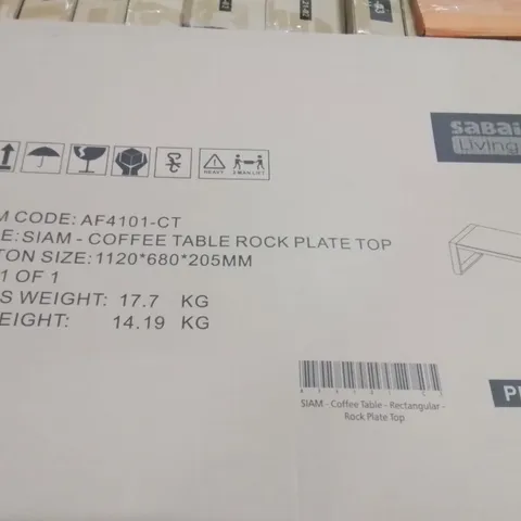 BOXED SIAM RECTANGULAR COFFEE TABLE ROCK PLATE TOP