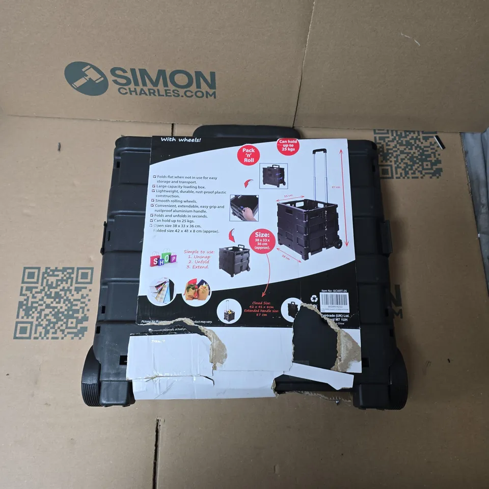 FOLDING SHOPPING CART WITH WHEELS – PORTABLE TROLLEY - UNBOXED