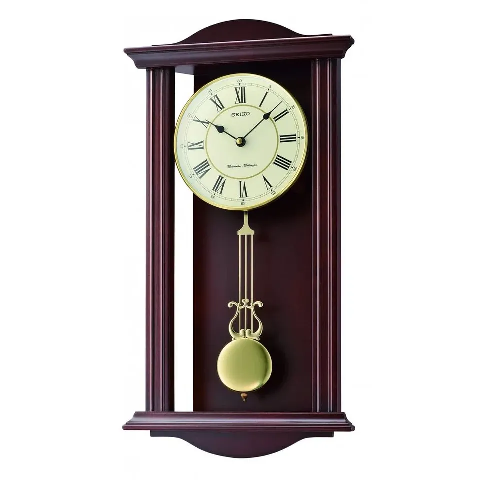 BOXED SEIKO CLOCKS WOODEN WESTMINSTER CHIME QUARTZ WALL CLOCK & PENDULUM
