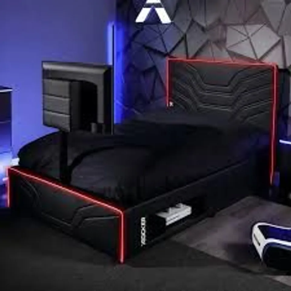 BOXED ORACLE LED TV GAMING BED//SMALL DOUBLE - BLACK (2 BOXES)