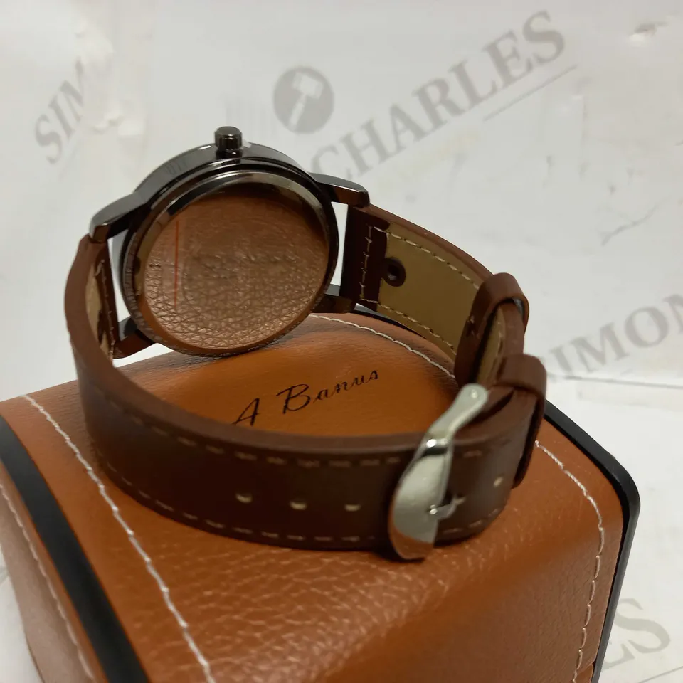 LA BANUS COFFEE COLOUR LEATHER STRAP WRISTWATCH  RRP £500