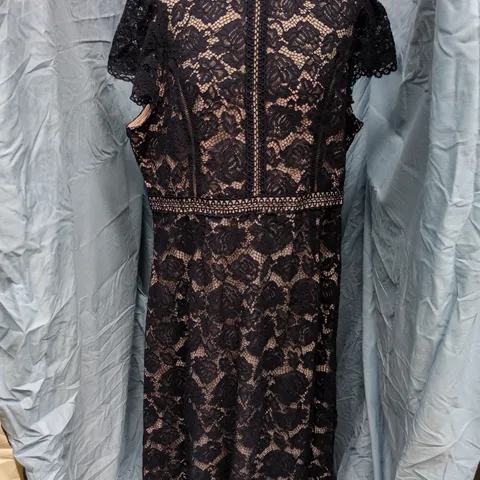 UK 20 W COLLECTION NAVY LACE MIDI DRESS
