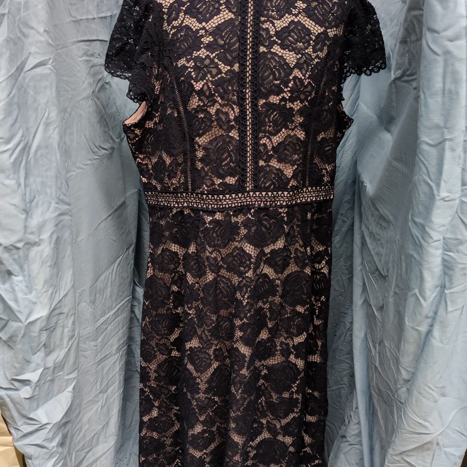 UK 20 W COLLECTION NAVY LACE MIDI DRESS