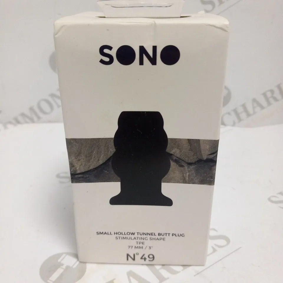 BOXED SONO SMALL HOLLOW TUNNEL BUTT PLUG STIMULATING SHAPE TPE 77MM NO 49