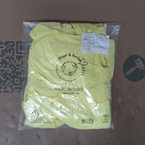 BAGGED ANGEL & ROCKET NATALIE BRODERIE BOW BACK DRESS IN LEMON SIZE 5 YEARS