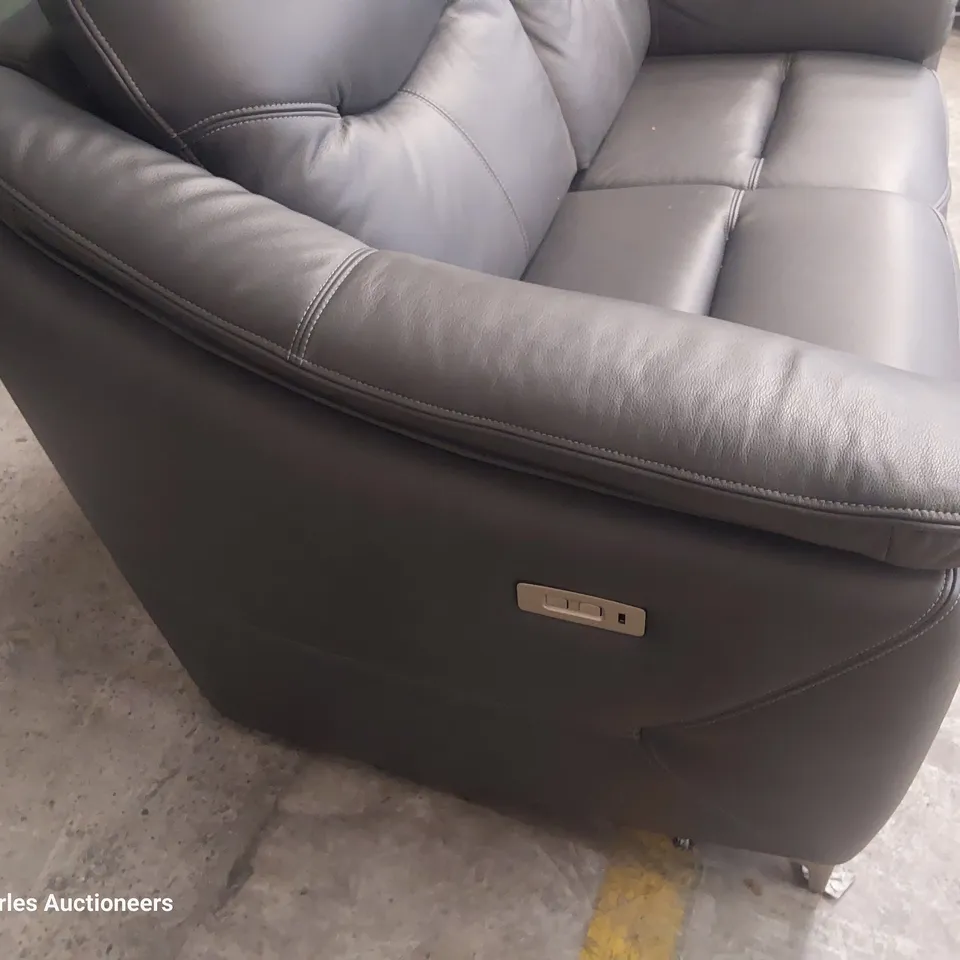 QUALITY BRITISH DESIGNER G PLAN JACKSON POWER RECLINING TWO SEATER SOFA CAMBRIDGE PETROL BLUE LEATHER 