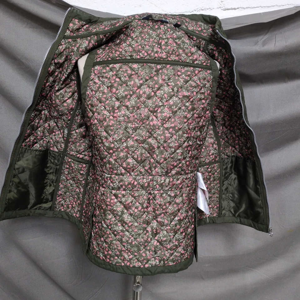 REGATTA GREAT OUTDOORS WOMEN'S QUILTED VEST – OLIVE GREEN, FLORAL LINING, UK 16