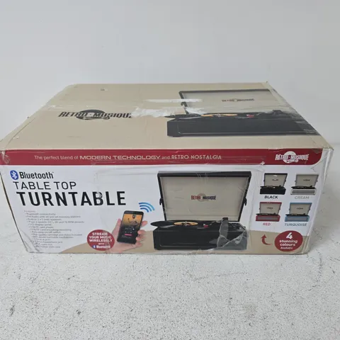 BOXED RETRO MUSIQUE TABLE TOP TURNTABLE IN CREAM