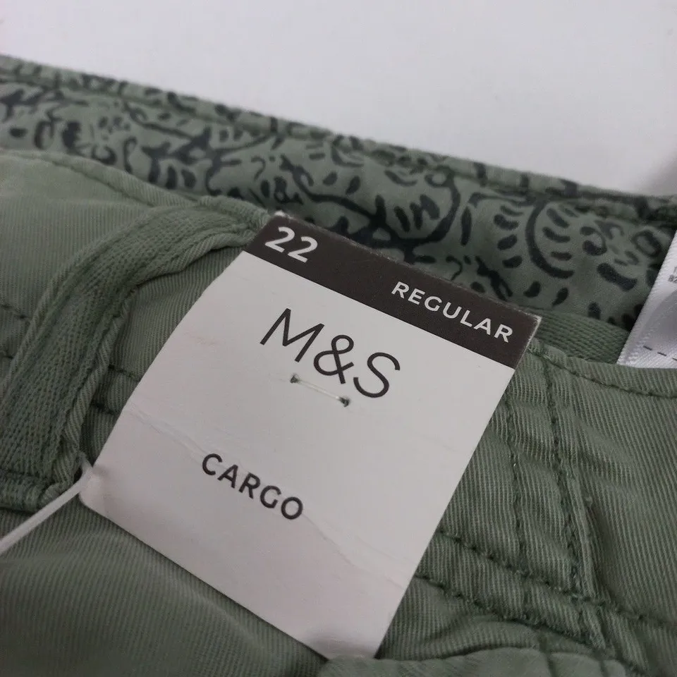 M&S CARGO TROUSERS – UK 22, REGULAR LENGTH, GREEN