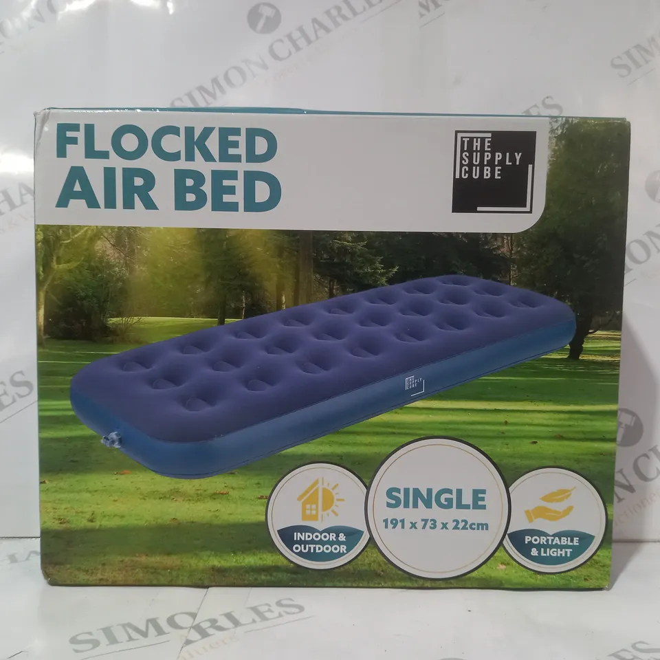 BOXED THE SUPPLY CUBE FLOCKED AIR BED - SINGLE