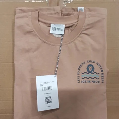 BOX OF BRAND NEW BRASS MONKEY T-SHIRTS - CORAL SIZE LARGE APPROXIMATELY 13