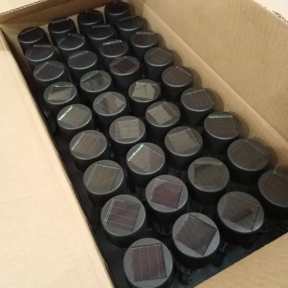 PALLET TO CONTAIN APPROXIMATELY 40 BOXES OF BRAND NEW GARDEN SOLAR STAKE LIGHTS // 36 STAKE LIGHTS PER BOX