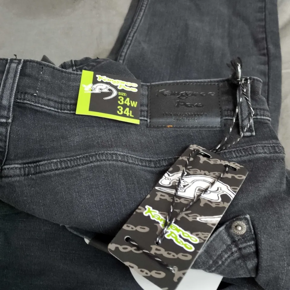 KANAGROO POO MEN'S BLACK DENIM JEANS – UK 34W/34L