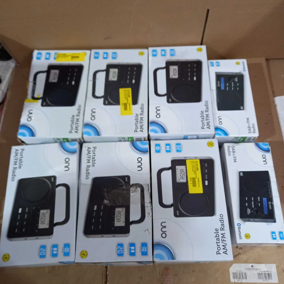 LOT OF APPROX 8 ASSORTED ONN RADIOS