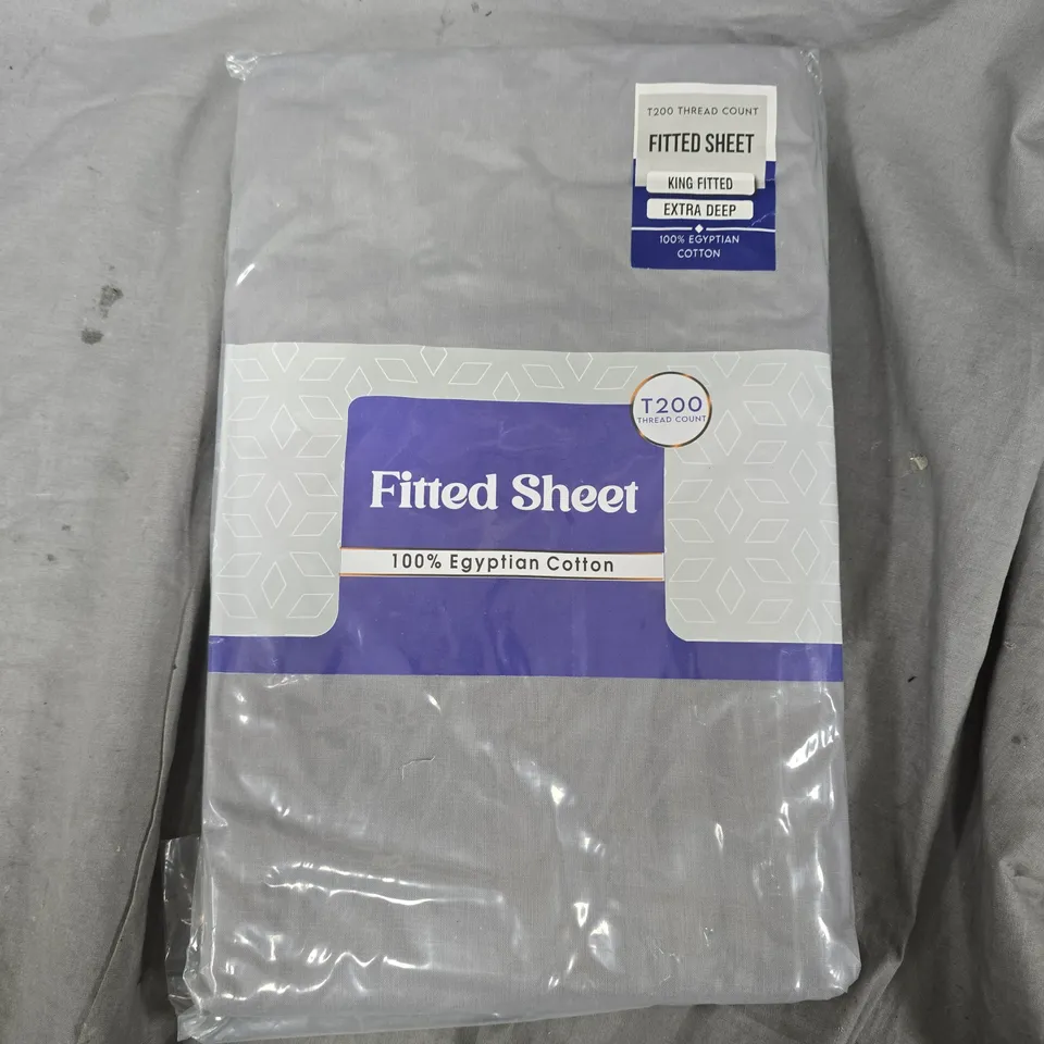 LINENS WORLD T200 THREAD COUNT KING FITTED SHEET IN GREY