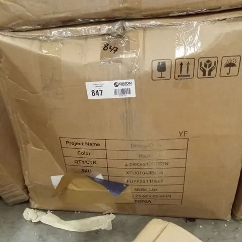 BOXED SET OF 4 BLACK FABRIC DINING CHAIRS 