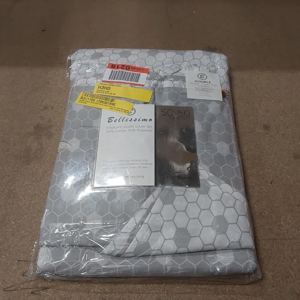 BAGGED RACHIDA COTTON BLEND SOLID COLOUR DUVET COVER SET WITH PILLOWCASES - DOUBLE