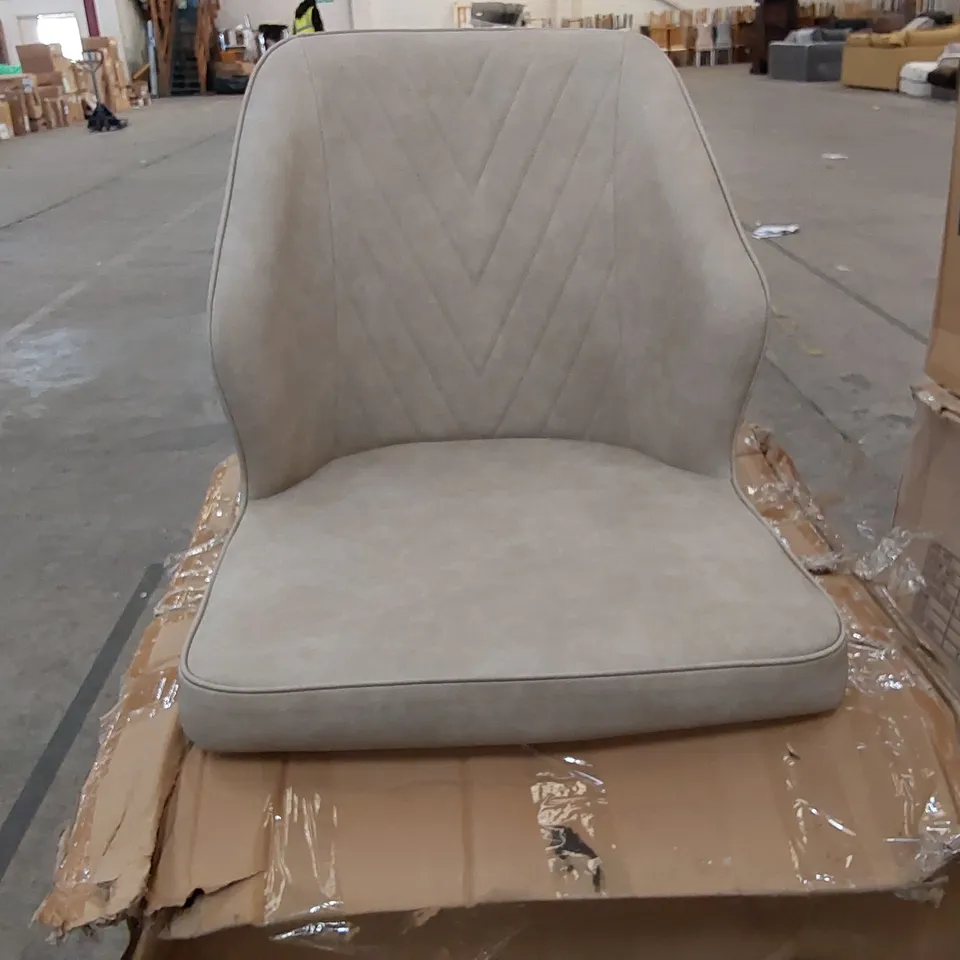 BOXED DAVIYON SET OF TWO CREAM FAUX LEATHER DINING CHAIRS (1 BOX)