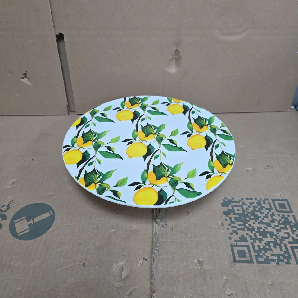 GISELA GRAHAM - CERAMIC LEMON PATTERN CAKE STAND ON PEDESTAL - BOX OF 8PCS