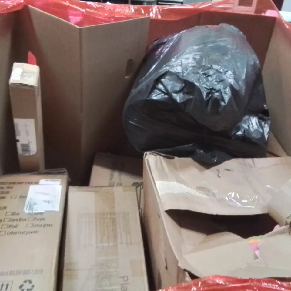 PALLET OF ASSORTED HOUSEHOLD GOODS AND PRODUCTS TO INCLUDE;CEILING FAN,27INCH MONITOR,LARGE AREA RUG